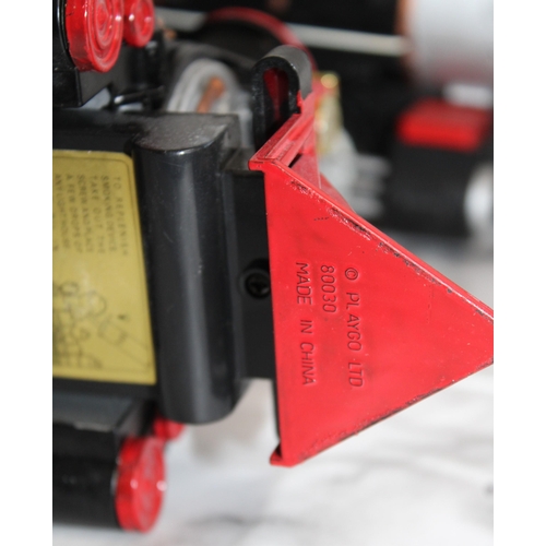 728 - Two Garden Gauge Toy Trains with Work Carriages - Untested - Collection Only...