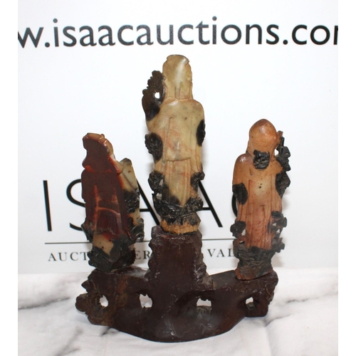 39 - Vintage Soapstone Depicting 3 Immortals - Height 22cm approx