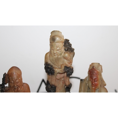 39 - Vintage Soapstone Depicting 3 Immortals - Height 22cm approx