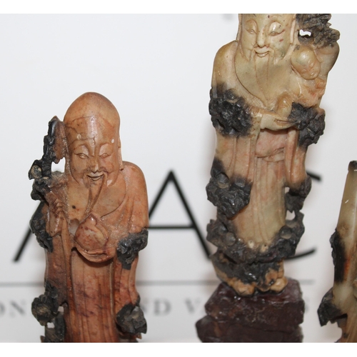 39 - Vintage Soapstone Depicting 3 Immortals - Height 22cm approx