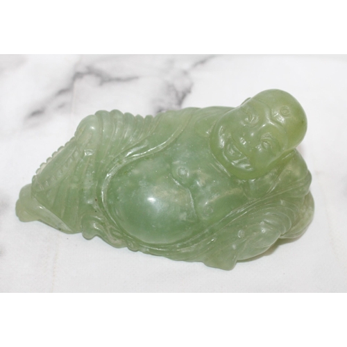 44 - Jade Laying Buddha Figurine - Length 12cm