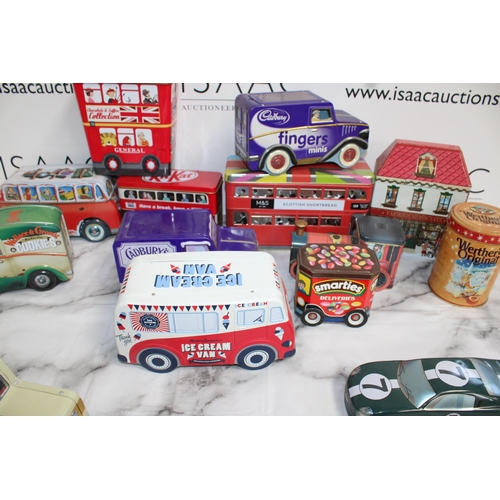 58 - Various Collectable Tins - Houses / Vehicles Etc