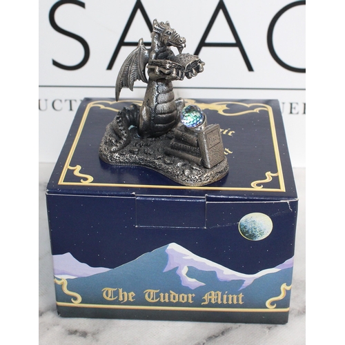 92 - 4 x Boxed Myth And Magic Sculpture By The Tudor Mint And A Crystal Ball (un-named) Including
3050 Th... 