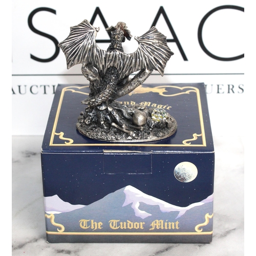 94 - 5 x Boxed Myth And Magic Sculpture By The Tudor Mint Including
3123 Dragon King
3138 Wizard Mountain... 