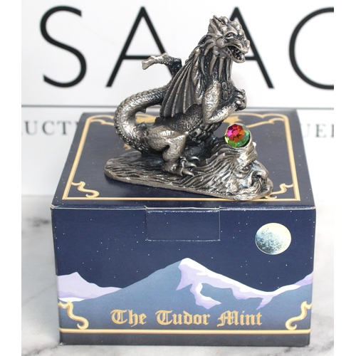 94 - 5 x Boxed Myth And Magic Sculpture By The Tudor Mint Including
3123 Dragon King
3138 Wizard Mountain... 