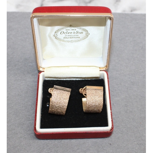 649 - Boxed Stamped 375 Gold Cufflinks Total Weight-21.87g