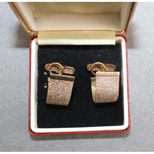 649 - Boxed Stamped 375 Gold Cufflinks Total Weight-21.87g