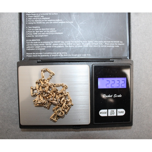 652 - Stamped Italy 375 Gold Total Weight- 22.32g Chain