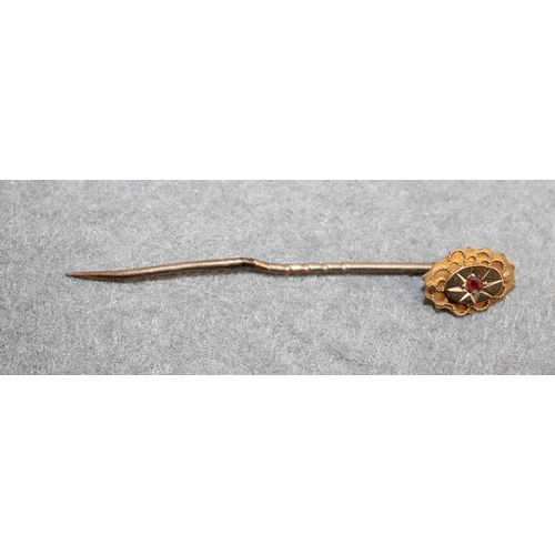 653 - Stamped 375 Gold Stick Pin Total Weight-1.13g