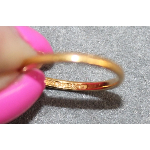 654 - Stamped 22 Gold Band Ring Size- L Total Weight-1.78g