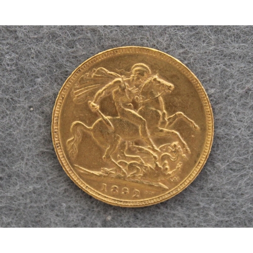 659 - 1892 Queen Victoria Gold Sovereign Weight-7.98g