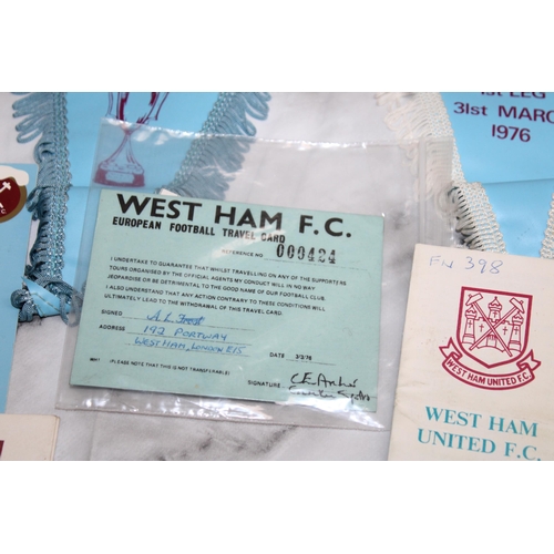 768 - WEST HAM Football Memorabilia 1970-1990 Including Pennants/Club Christmas Cards/Fixture Cards/Progra... 