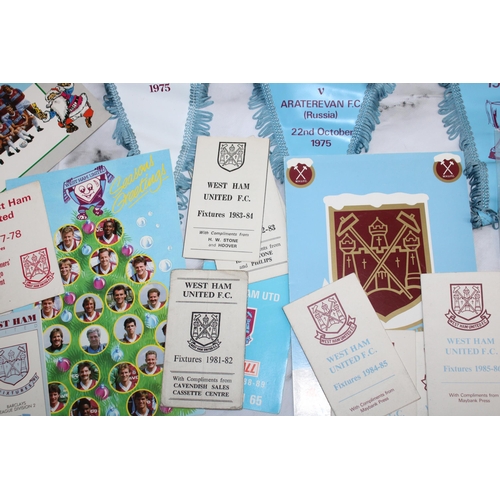 768 - WEST HAM Football Memorabilia 1970-1990 Including Pennants/Club Christmas Cards/Fixture Cards/Progra... 