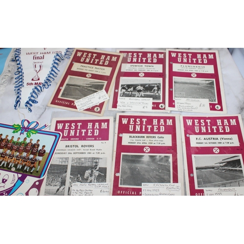 768 - WEST HAM Football Memorabilia 1970-1990 Including Pennants/Club Christmas Cards/Fixture Cards/Progra... 