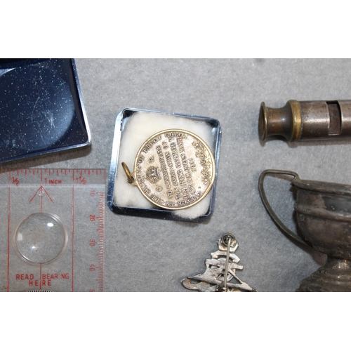 46 - Mixed Military Collectable Items - Some Hallmarked Silver