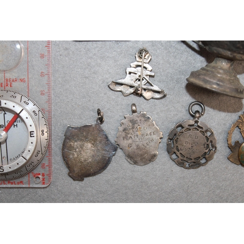 46 - Mixed Military Collectable Items - Some Hallmarked Silver