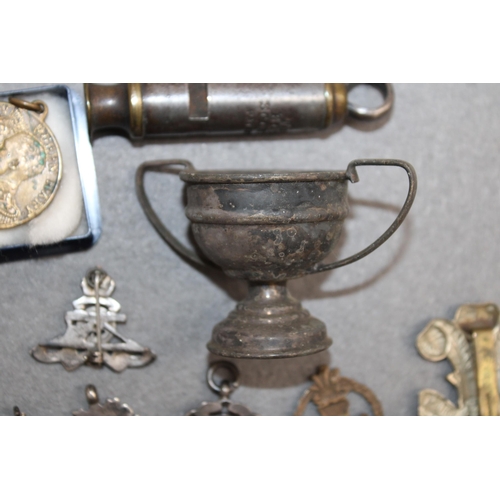 46 - Mixed Military Collectable Items - Some Hallmarked Silver