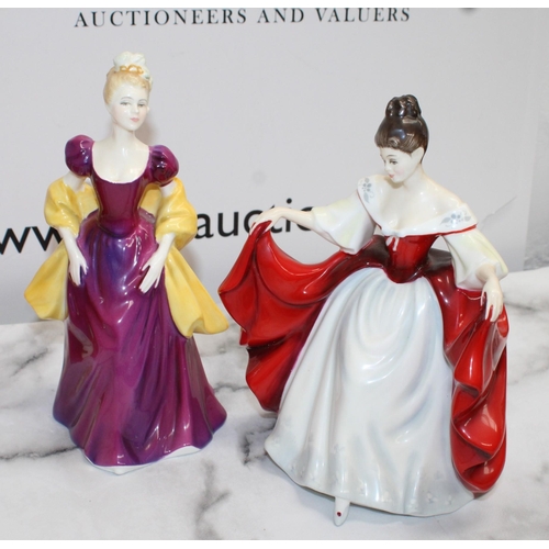 177 - Six Royal Doulton Figurines Unboxed Inc Soiree 2312/ Rachel 2936/Stephanie 2811/Sara 2265/Elyse 2429... 