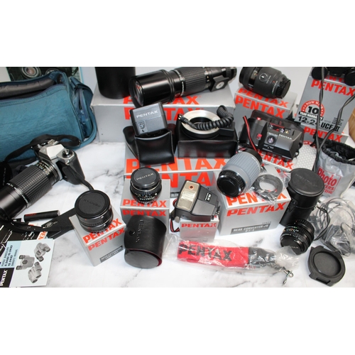 11 - Large Quantity Of PENTAX Camera's & Accessories/Binoculars Most In Original Boxes