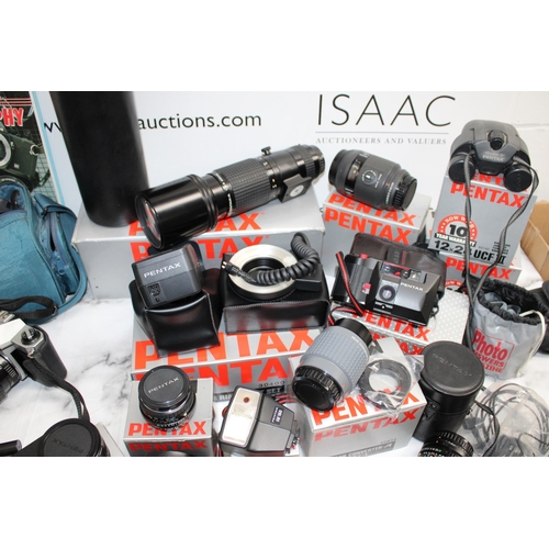 11 - Large Quantity Of PENTAX Camera's & Accessories/Binoculars Most In Original Boxes