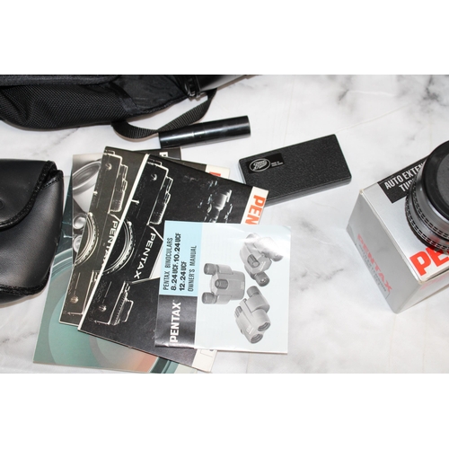 11 - Large Quantity Of PENTAX Camera's & Accessories/Binoculars Most In Original Boxes