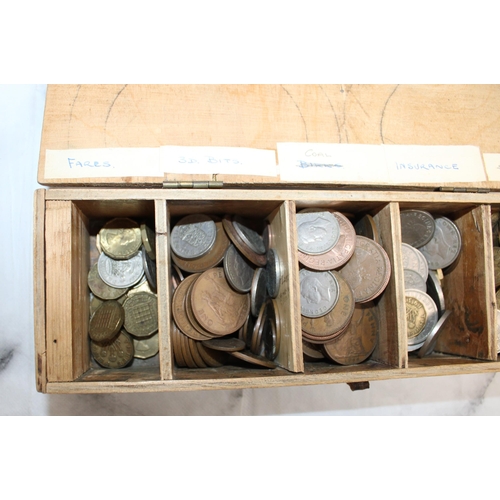 372 - Mixed English Coinage In Wooden Box