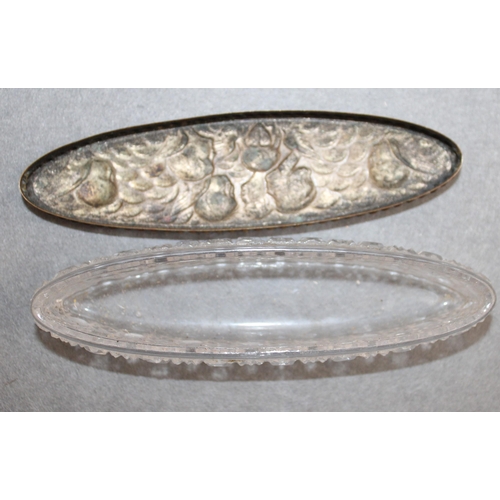 51 - Cut Glass Oval Trinket Dish With Metal Lid