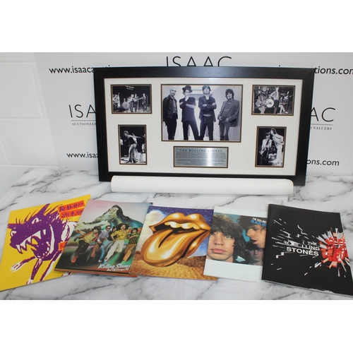 201 - Rolling Stones Collection Inc-Framed Picture 78 x42.5cm/Five Programmes 1990, 1976,1997/98, 1976, 20... 