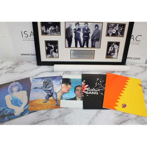 201 - Rolling Stones Collection Inc-Framed Picture 78 x42.5cm/Five Programmes 1990, 1976,1997/98, 1976, 20... 