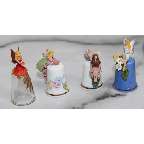107 - Fairy Thimbles & Other Thimbles Connoisseur Thimble Collectors Club Etc With Display Domes & Some Pa... 