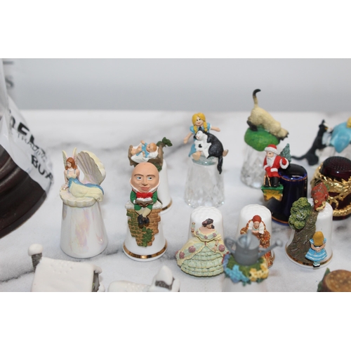107 - Fairy Thimbles & Other Thimbles Connoisseur Thimble Collectors Club Etc With Display Domes & Some Pa... 