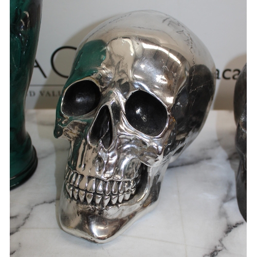 115 - 3 x Skulls & One Glass Head 27CM COLLECTION ONLY