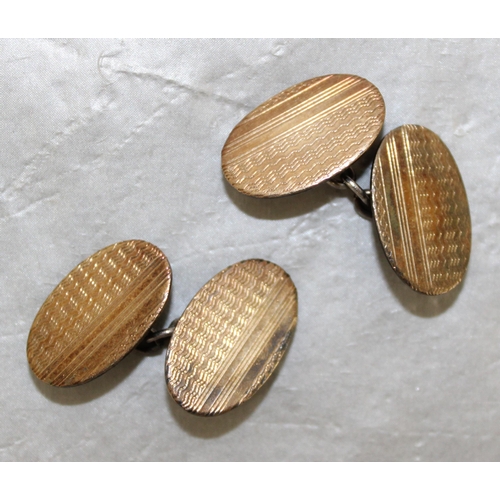 518 - 9ct Gold On Silver Cufflinks