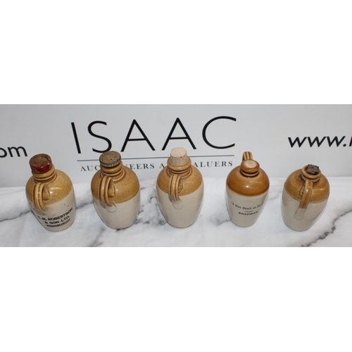 120 - Five Miniature Stonewear Bottles - Various Makers - Tallest 11cm