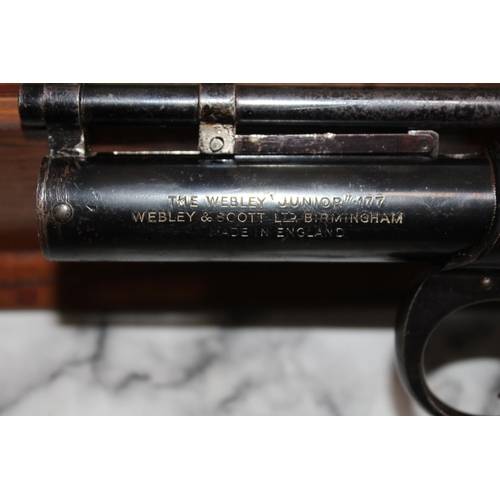 146 - The Webley Junior Gun In Wooden Box Pellets In Tin