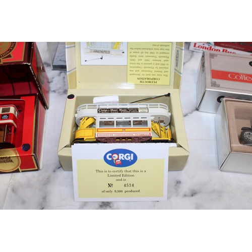 851 - Six Boxed Collectable Cars Inc-Corgi Double Deck Tram 97269 Plymouth/Corgi Collector's Classics C 86... 