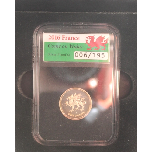 363 - Boxed 2016 France Come On Wales Silver Proof £1 006/195