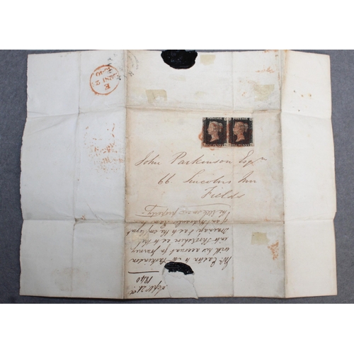 531 - Document/Letter Dated 1840 With Two Penny Black Stamps