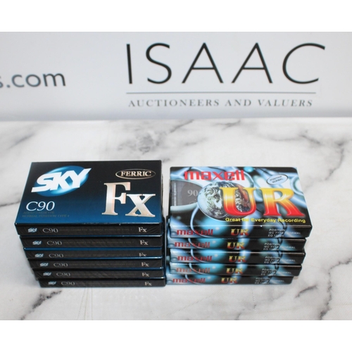 160 - 11 X Sealed Audio Cassette Tapes ( 5 x Maxell UR & 6 x Sky C90 FX)