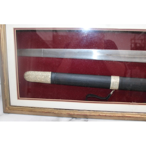 164 - Framed Ceremonial Samurai Sword -  81 x 35.5cm
COLLECTION ONLY