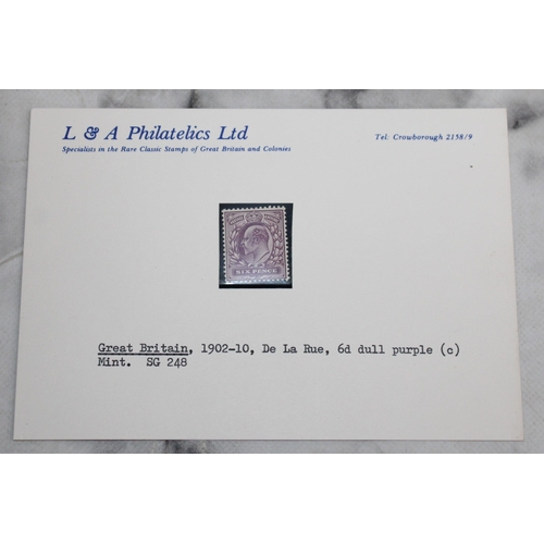 549 - Great Britain 1902-10, De La Rue, 6d Dull Purple (C) Mint. SG 248