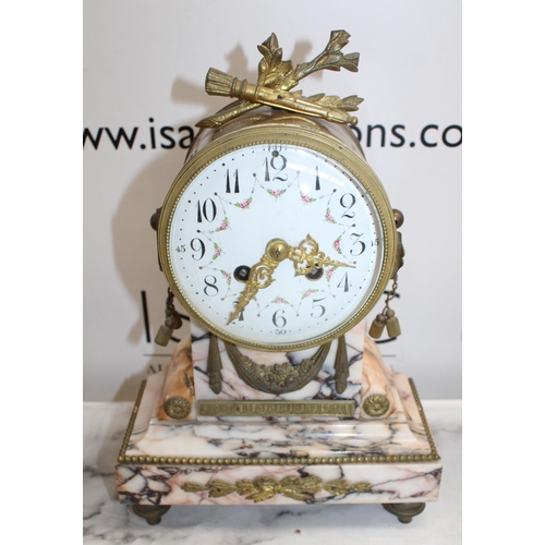1 - Decorative Marble Mantel Clock Untested 
Height 28cm
COLLECTION ONLY