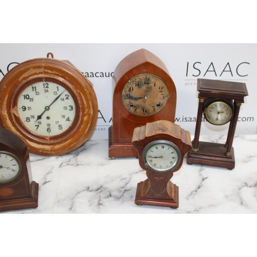6 - Collection Of Six Wooden Clocks Various Conditions All Untested
Tallest Clock 33cm
COLLECTION ONLY