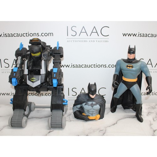 890 - Three BATMAN Items Inc- Figure/Money Box/ Transformer Tallest 41cm