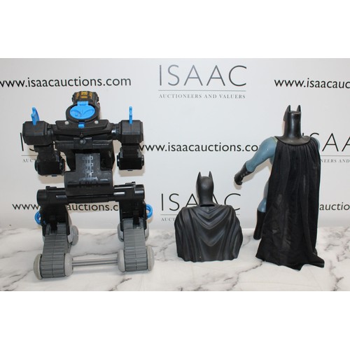 890 - Three BATMAN Items Inc- Figure/Money Box/ Transformer Tallest 41cm