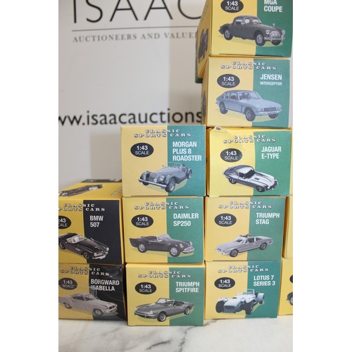 18 x Collectable Boxed ATLAS EDITIONS Classic Sports Cars One Is Sealed
