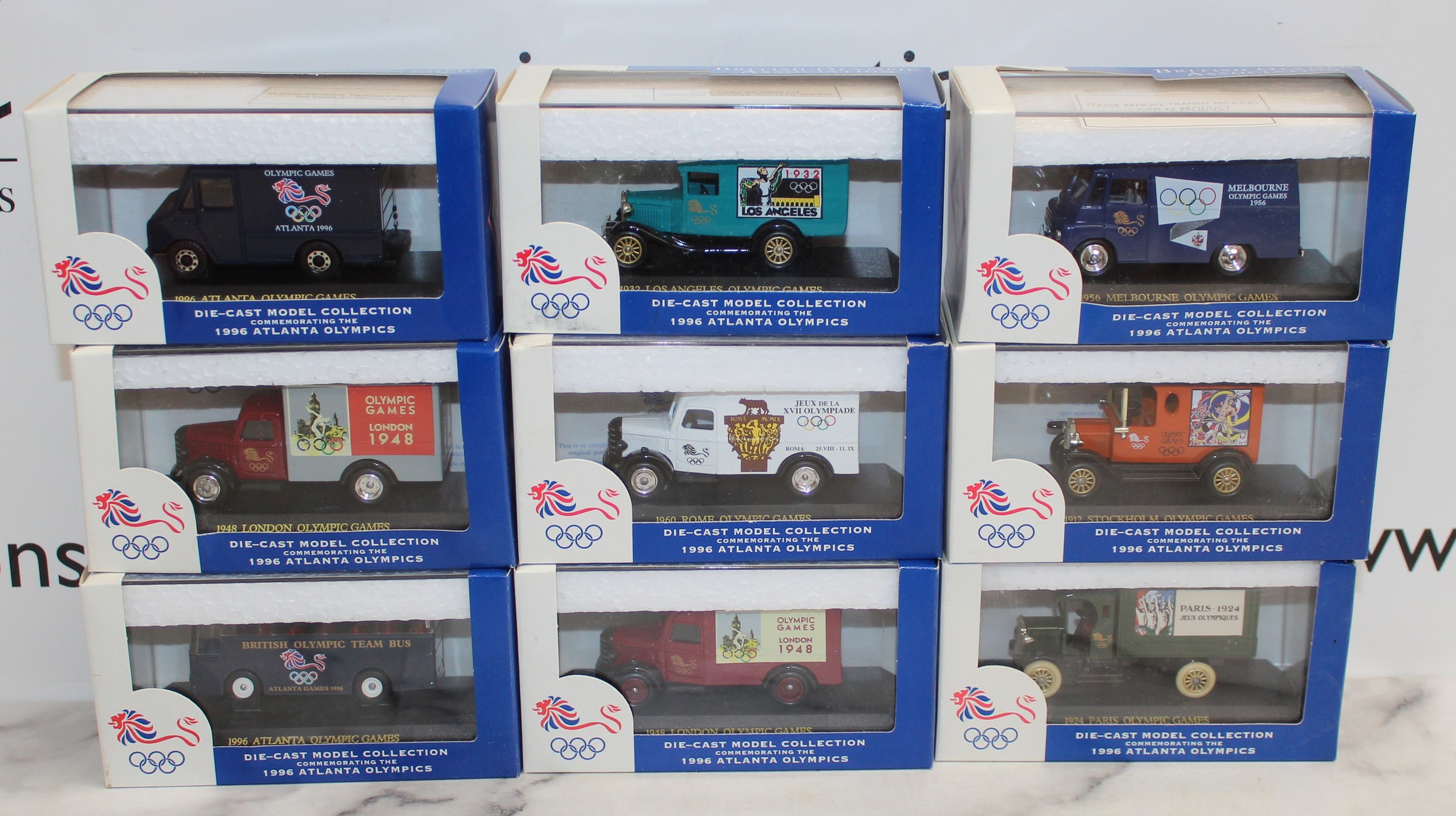 9 x Boxed British Olympic Association Die-Cast Model Collection