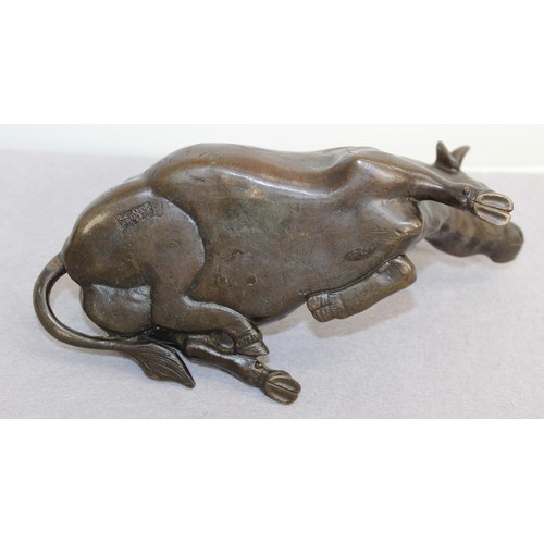 Bronze Chinese Laying Down Bull Length 19cm