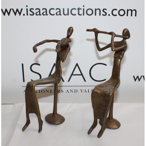 2 - 2 x Bronzed Decorative Figurines Tallest-20cm