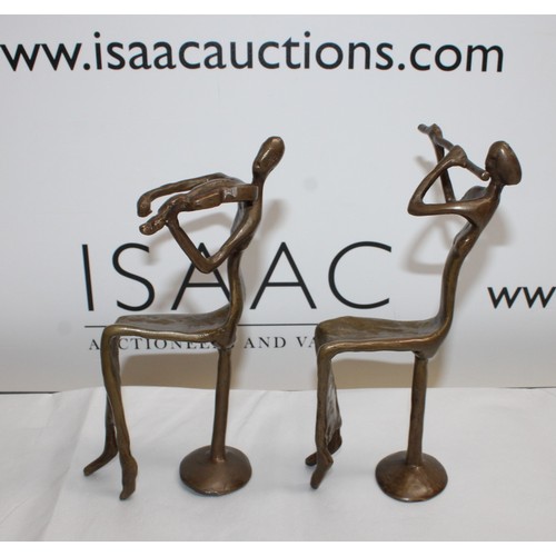 2 - 2 x Bronzed Decorative Figurines Tallest-20cm